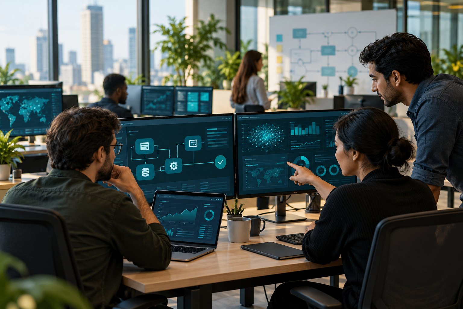 ThinkDeep AI analytics, automation and financial technology workspace - concept illustration