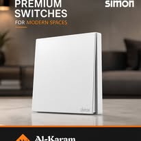 Promotional graphic showing a Simon wall switch